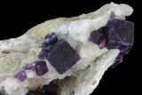 Dark Purple Cubic Fluorite on Druzy Quartz - China #94316-2